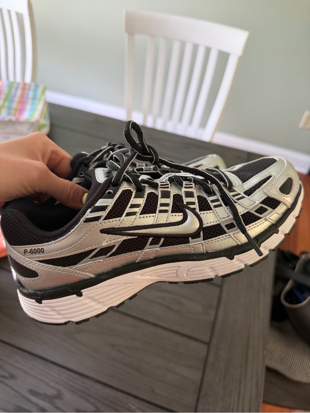 Nike P-6000 Black and Silver Mesh Trainer Sneakers